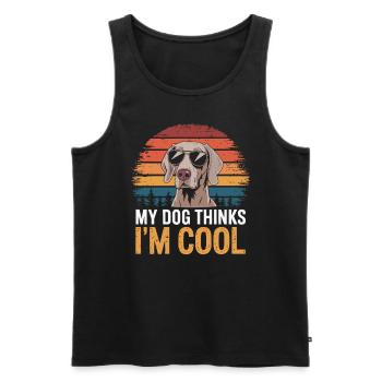 Weimaraner Mein Hund Denkt Das Ich Cool Bin - Männer Premium Bio Tank Top - Schwarz - Vorne - AI Model Male 178 light (178cm)