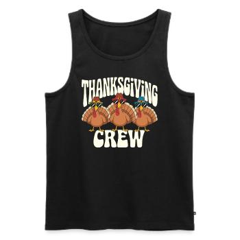 Thanksgiving crew turkeys with sunglasses and - Men's Premium Organic Tank Top - black - Front - AI Model Male 178 light (178cm)