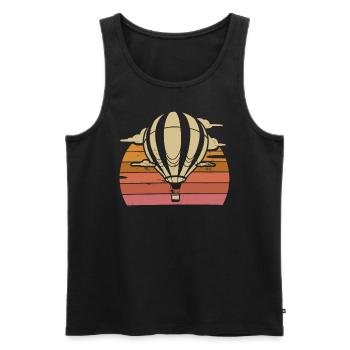 Montgolfière rétro coucher de soleil liberté - Débardeur bio Premium Homme - noir - Devant - Michal (187cm)