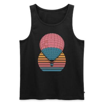 Hot Air Balloon Sunset Vintage Pattern - Men's Premium Organic Tank Top - black - Front - Michal (187cm)