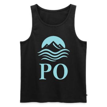 Po – Italy's longest river Design - Men's Premium Organic Tank Top - black - Front - AI Model Male 178 light (178cm)