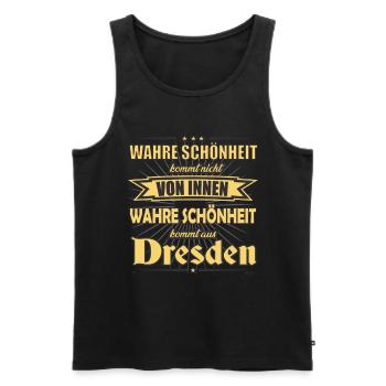Wahre Schönheit kommt aus Dresden Design - Männer Premium Bio Tank Top - Schwarz - Vorne - Michal (187cm)