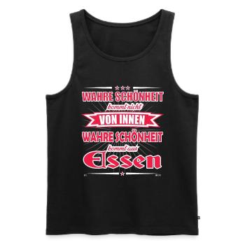 Wahre Schönheit kommt aus Essen Design - Männer Premium Bio Tank Top - Schwarz - Vorne - Michal (187cm)