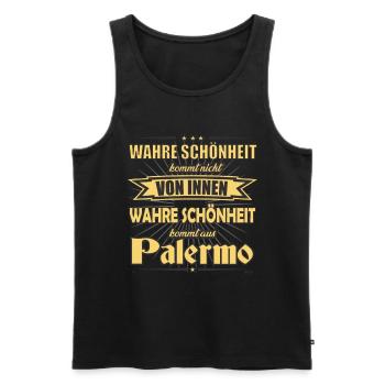 Wahre Schönheit kommt aus Palermo Design - Männer Premium Bio Tank Top - Schwarz - Vorne - Michal (187cm)