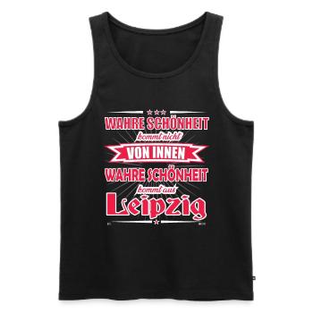 Wahre Schönheit kommt aus Leipzig Design - Männer Premium Bio Tank Top - Schwarz - Vorne - AI Model Male 178 light (178cm)