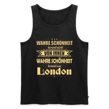 Wahre Schönheit kommt aus London Design - Männer Premium Bio Tank Top - Schwarz - Vorne - Michal (187cm)