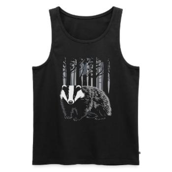 Cottagecore blaireau dans la forêt enchantée - Débardeur bio Premium Homme - noir - Devant - AI Model Male 178 light (178cm)