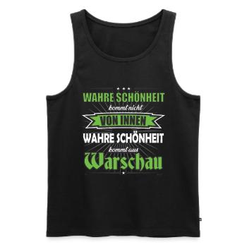 La vraie beauté vient de Warsaw Design - Débardeur bio Premium Homme - noir - Devant - Michal (187cm)