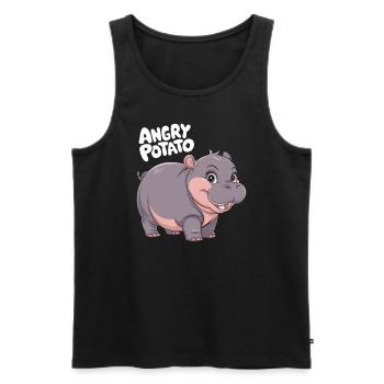 Moo Deng Angry Potato Nilpferd Illustration - Männer Premium Bio Tank Top - Schwarz - Vorne - Michal (187cm)