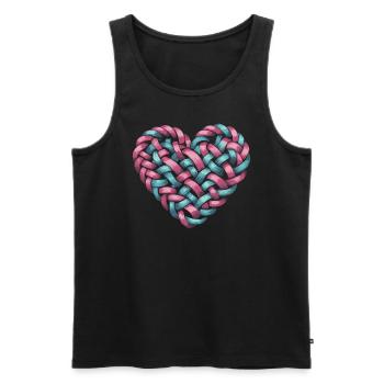Cable Knit Heart Shape Heart - Men's Premium Organic Tank Top - black - Front - AI Model Male 178 light (178cm)
