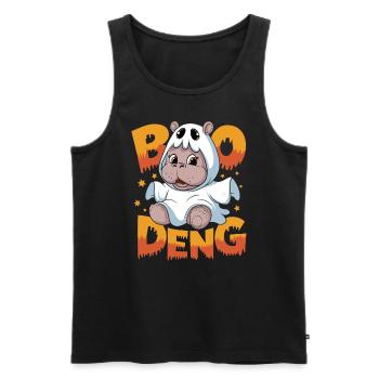 Drôle d’hippopotame motif Moo Deng pour Halloween - Débardeur bio Premium Homme - noir - Devant - Michal (187cm)