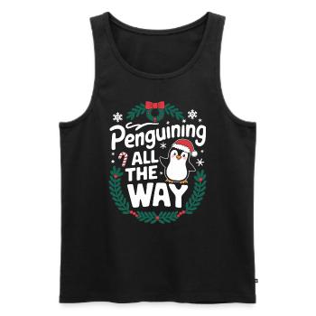 Pingouin de Noël Pingouin tout le chemin - Débardeur bio Premium Homme - noir - Devant - AI Model Male 178 light (178cm)