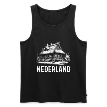 Niederlande Natur Holzhaus mit Reetdach Design - Männer Premium Bio Tank Top - Schwarz - Vorne - Michal (187cm)