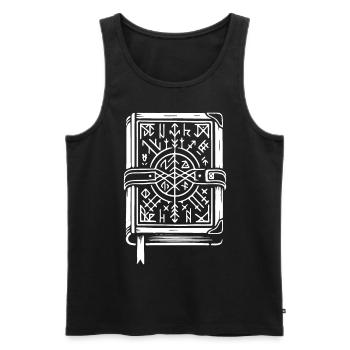 Conception de grimoire pour le magicien fan - Débardeur bio Premium Homme - noir - Devant - AI Model Male 178 light (178cm)