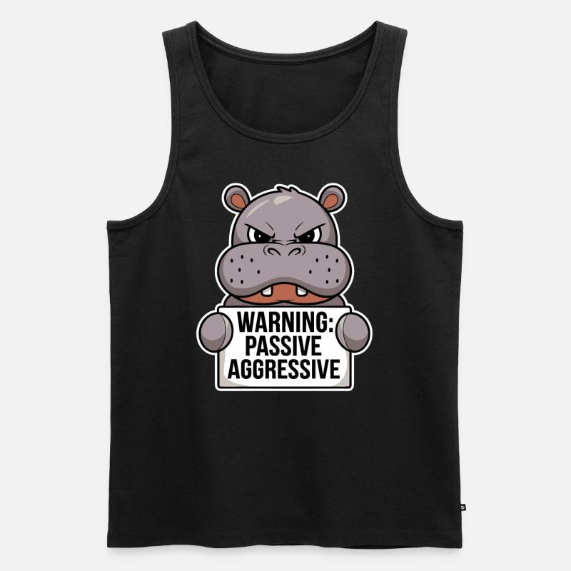 Warnung: Passiv Aggressiv Nilpferd - Männer Premium Bio Tank Top - Schwarz
