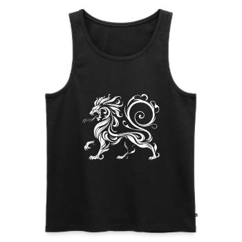 Lion élégant – Pour l’amateur du noble grand félin - Débardeur bio Premium Homme - noir - Devant - AI Model Male 178 light (178cm)