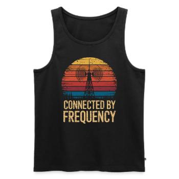 Radioamateur connecté par fréquence - Débardeur bio Premium Homme - noir - Devant - Michal (187cm)
