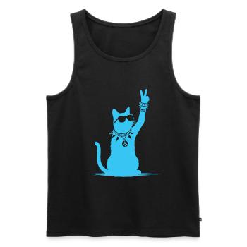 Blue Rocker Cat - Drôle de musique rock Cat Design - Débardeur bio Premium Homme - noir - Devant - Michal (187cm)