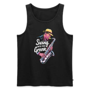 Swing Into The Groove Jazz Saxophon - Männer Premium Bio Tank Top - Schwarz - Vorne - Michal (187cm)