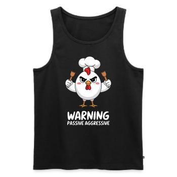 Prudence! Motif de cuisson du poulet passif-agressif - Débardeur bio Premium Homme - noir - Devant - Michal (187cm)