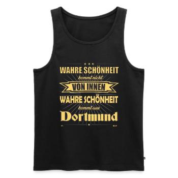 Wahre Schönheit kommt aus Dortmund Design - Männer Premium Bio Tank Top - Schwarz - Vorne - Michal (187cm)