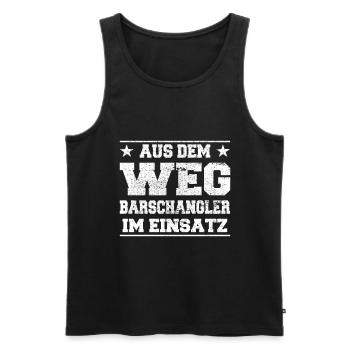 Out of the Way Perch Angler in Action Design - Men's Premium Organic Tank Top - black - Front - Michal (187cm)