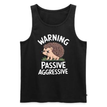 Attention Passif Agressif Hérisson Humour - Débardeur bio Premium Homme - noir - Devant - Michal (187cm)