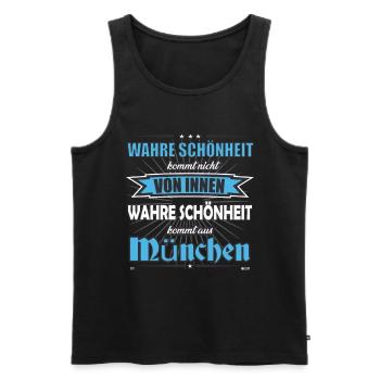 True beauty comes from Munich Design - Men's Premium Organic Tank Top - black - Front - AI Model Male 178 light (178cm)