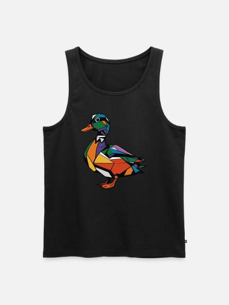 Colorful Geometric Farm Animal Graphic Duck - Men's Premium Organic Tank Top - black