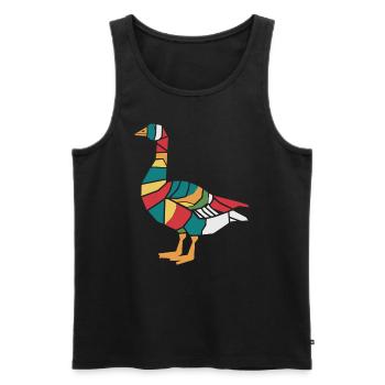 Colorful Geometric Farm Animal Graphic Goose - Men's Premium Organic Tank Top - black - Front - AI Model Male 178 light (178cm)