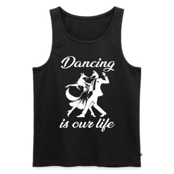 Dancing is our life – Füchse im Standardtanz-Desig - Männer Premium Bio Tank Top - Schwarz - Vorne - Michal (187cm)