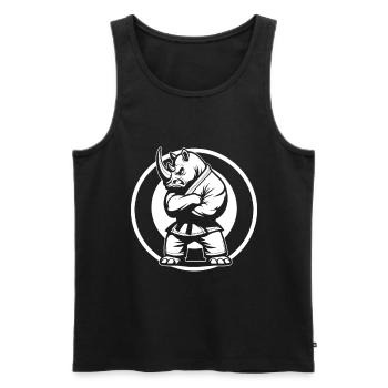 Martial Arts Rhinoceros – Strength and Assertiveness - Men's Premium Organic Tank Top - black - Front - AI Model Male 178 light (178cm)