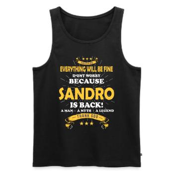 Tout ira bien Sandro est de retour - Débardeur bio Premium Homme - noir - Devant - Michal (187cm)