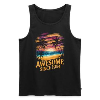 Awesome Since 1954 Strand Sonnenuntergang - Männer Premium Bio Tank Top - Schwarz - Vorne - AI Model Male 178 light (178cm)