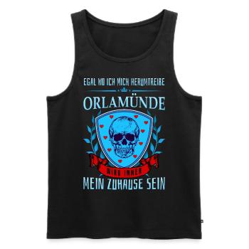 Orlamünde Thuringe Crâne Armoiries Bleu - Débardeur bio Premium Homme - noir - Devant - Michal (187cm)
