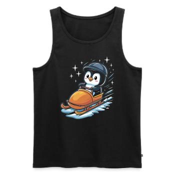 Cute Penguin Sledging Winter Fun - Men's Premium Organic Tank Top - black - Front - AI Model Male 178 light (178cm)