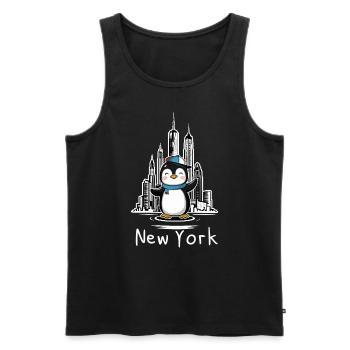 Pingouin mignon à New York - Débardeur bio Premium Homme - noir - Devant - Michal (187cm)