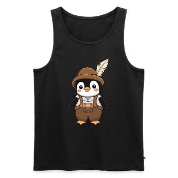 Funny penguin in Bavarian outfit - Men's Premium Organic Tank Top - black - Front - Michal (187cm)