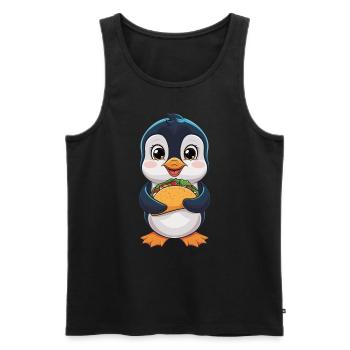 Pingouin mignon avec des tacos - Débardeur bio Premium Homme - noir - Devant - Michal (187cm)