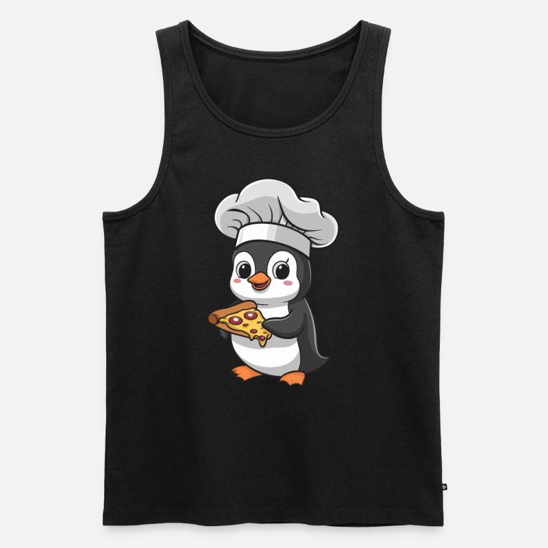 Pinguin Pizzabäcker Mit Pizza - Männer Premium Bio Tank Top - Schwarz