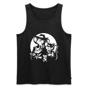 Conception amusante de la mafia avec des chats et des souris de bande dessinée - Débardeur bio Premium Homme - noir - Devant - Michal (187cm)