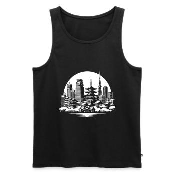 Asian Metropolis – Skyline Design - Men's Premium Organic Tank Top - black - Front - AI Model Male 178 light (178cm)