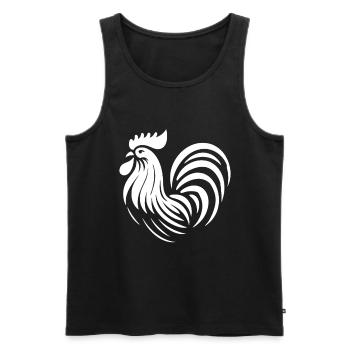 Schlichtes Hahn-Design – Der frühe Vogel grüßt - Männer Premium Bio Tank Top - Schwarz - Vorne - AI Model Male 178 light (178cm)