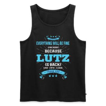 Tout ira bien Lutz est de retour - Débardeur bio Premium Homme - noir - Devant - Michal (187cm)
