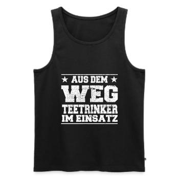 Aus dem Weg Teetrinker im Einsatz Design - Männer Premium Bio Tank Top - Schwarz - Vorne - Michal (187cm)