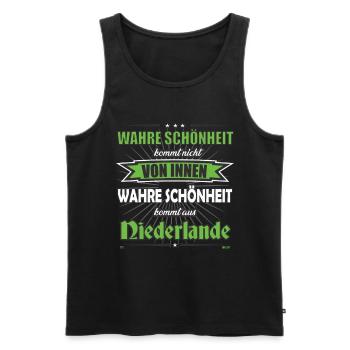 True beauty comes from Netherlands design - Men's Premium Organic Tank Top - black - Front - Michal (187cm)