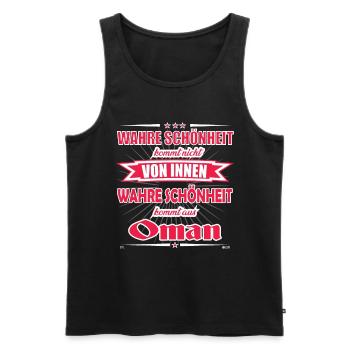 La vraie beauté vient du design d’Oman - Débardeur bio Premium Homme - noir - Devant - Michal (187cm)
