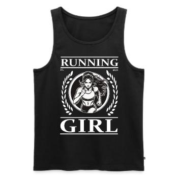 Running Girl – Running is Freedom - Men's Premium Organic Tank Top - black - Front - AI Model Male 178 light (178cm)