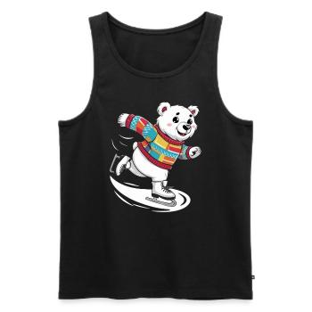 Cute polar bear skating in colorful sweater - Men's Premium Organic Tank Top - black - Front - Michal (187cm)