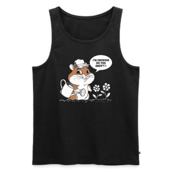 Niedlicher Hamster Mit Gießkanne Und Blumen - Männer Premium Bio Tank Top - Schwarz - Vorne - AI Model Male 178 light (178cm)